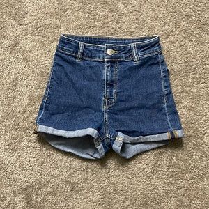 H&M- High Waisted Denim Shorts- Adult Small - Dark Denim